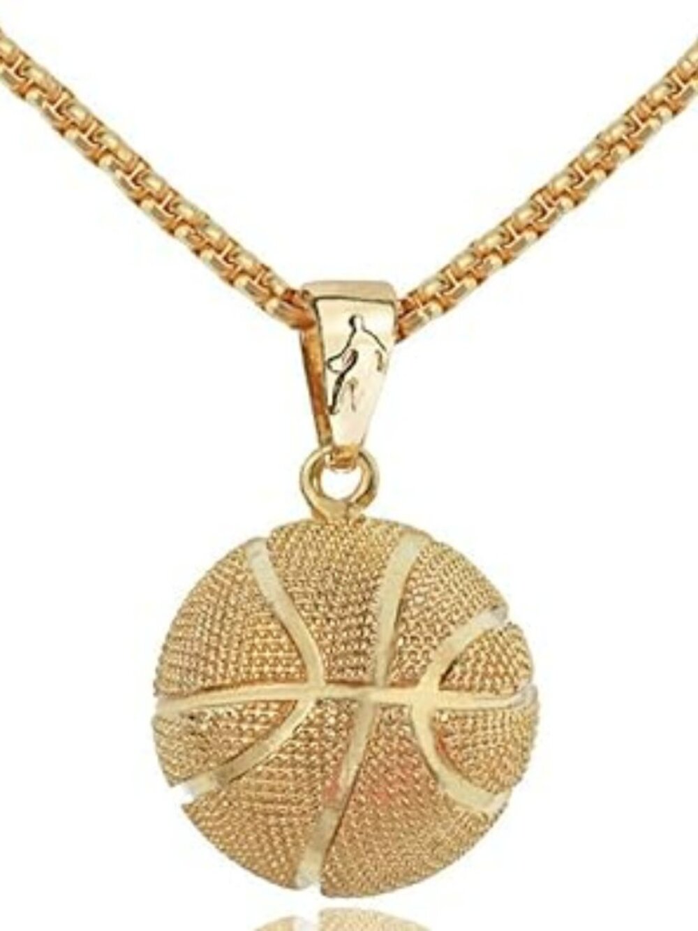 NEW Basketball Pendant Gold Stainless Steel Chain Sports Necklace Hoops Charm